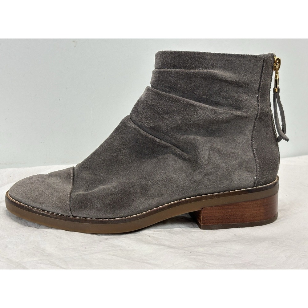 Cole Haan Riona Suede Slouch Ankle Boots Back Zip Booties Women's 8.5B Grey READ